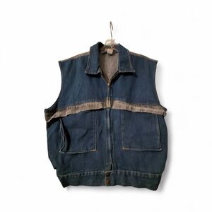 Vintage Men's Action West Blue Denim Vest Size L